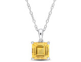 2.40 Carat (ctw) Princess-Cut Citrine Solitaire Pendant Necklace in Sterling Silver with Chain
